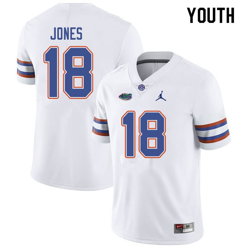 NCAA Florida Gators Jalon Jones Youth #18 Jordan Brand White Stitched Authentic College Football Jersey XPL2264AT